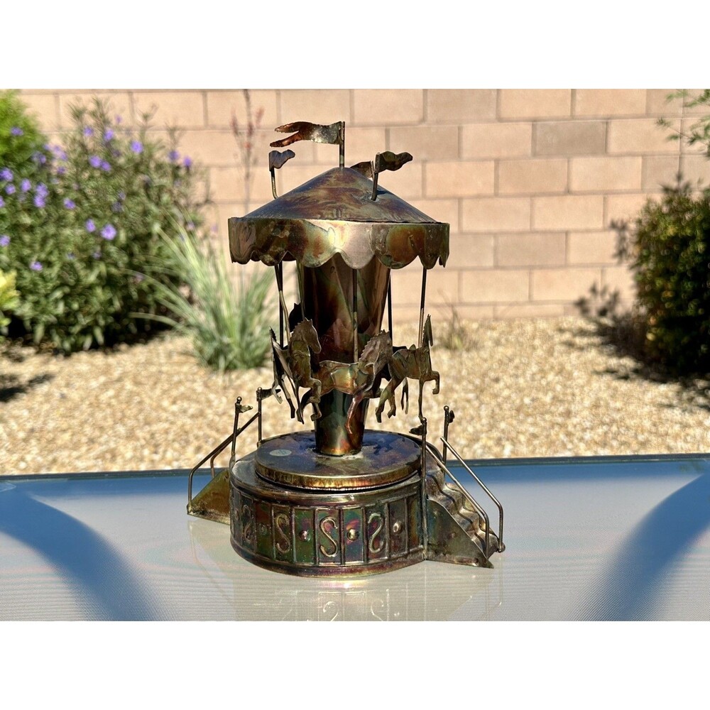 Vtg Copper Merry Go Round Carousel Horse Music Box Let Me Call You Sweetheart